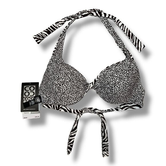 Zebra Print Bikini Top 36C 38C Cheetah Print Reversible NWT - Picture 11 of 12